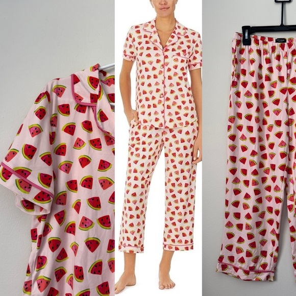 kate spade Other - Kate Spade Brushed Jersey Short Sleeve Cropped PJ Set (Watermelon Slices) Size M